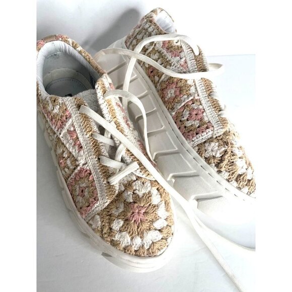 Free People Catch Me If You Can Sneakers Platform Crocheted Size EU 37 6.5 NEW - Picture 4 of 8